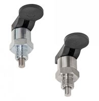 Pistoncino di posizionamento di acciaio zincato o acciaio inox 303, con leva di azionamento, con o senza dispositivo di blocco,