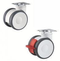 Ruota piroettante con piastra, con o senza freno, per mobile,