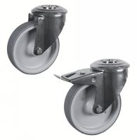 Ruota piroettante a foro centrale, per carico medio, con o senza freno, acciaio inox,