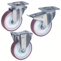 Ruota piroettante o fissa con piastra, per forte carico, con o senza freno, acciaio inox,