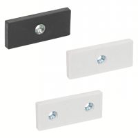 Magnete piatto rettangolare con protezione di gomma, fori svasati,