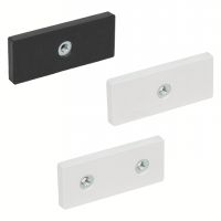 Magnete piatto rettangolare con protezione di gomma, fori filettati,