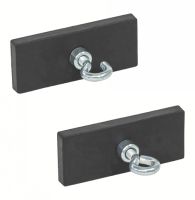 Magnete piatto rettangolare con protezione di gomma e gancio o occhiello,