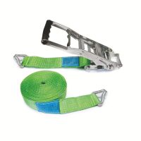 2-PART LASHING BELT WITH HOOKS AND ERGONOMIC HANDLE RATCHET TENSIONER, - 2-PART LASHING BELT WITH HOOKS AND ERGONOMIC HANDLE RATCHET TENSIONER, -