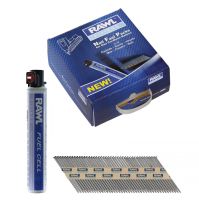 LOTE DE 3300 CLAVOS DENTADOS GALVANIZADOS Ø 2,8 MM EN 34° MADERA/LISTÓN DE MADERA + 3 CARTUCHOS DE GAS -