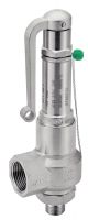 LIQUIDI E GAS, CON LEVA IN ACCIAIO INOX 1.4571 1.4308 VALVOLA DI SICUREZZA PN40 CON SOFFIETTO E SCARICO CANALIZZATO INTERNATIONAL