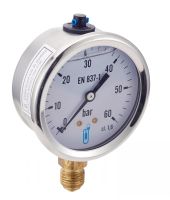 BSPP MALE BRASS VERTICAL CONNECTION GLYCERINE BATH PRESSURE GAUGE WITH STAINLESS STEEL CASE INTERNATIONAL