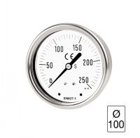 DURCHMESSER 100 MANOMETER EDELSTAHLGEHÄUSE MIT BAD ANSCHLUSS AN DER RÜCKSEITE -